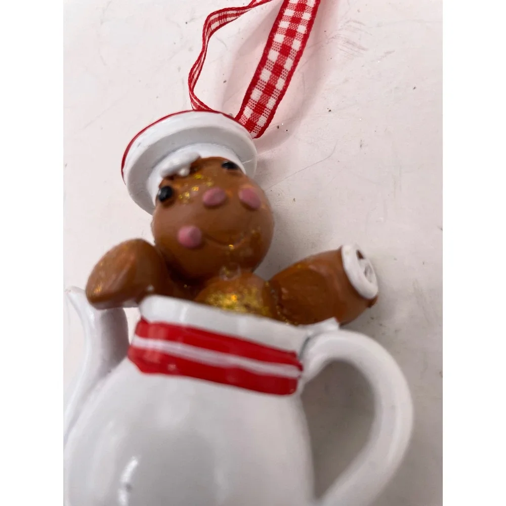 Gingerbread Ornament Collection Lot 6 Cookie Chef Figures +Garland Holiday Decor
